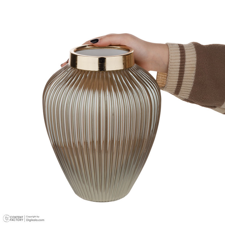 گلدان دکوری مدل ژیوار رنگ بژ (نسکافهی)