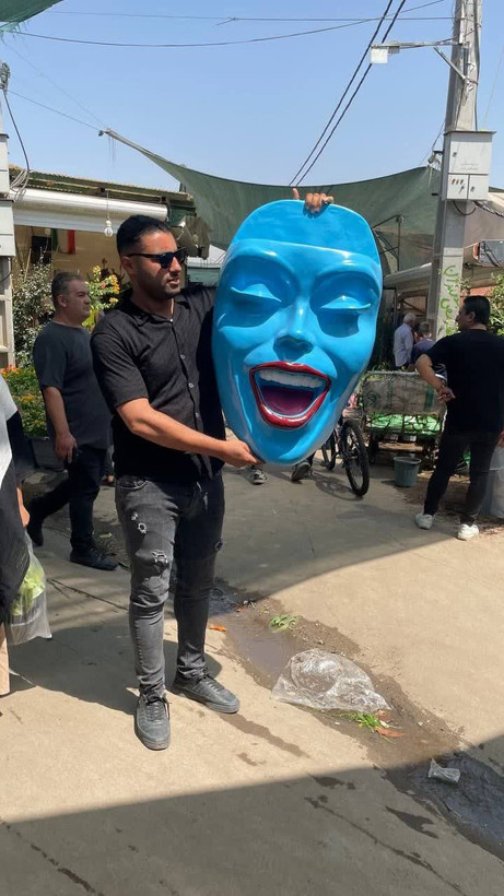 گلدان رخ لبخند دیواری چهره رنگ ابی