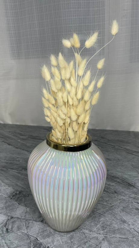 گل خشک دم خرگوشی وارداتی رنگ کرم سایز بزرگ (رنگ طبیعی)