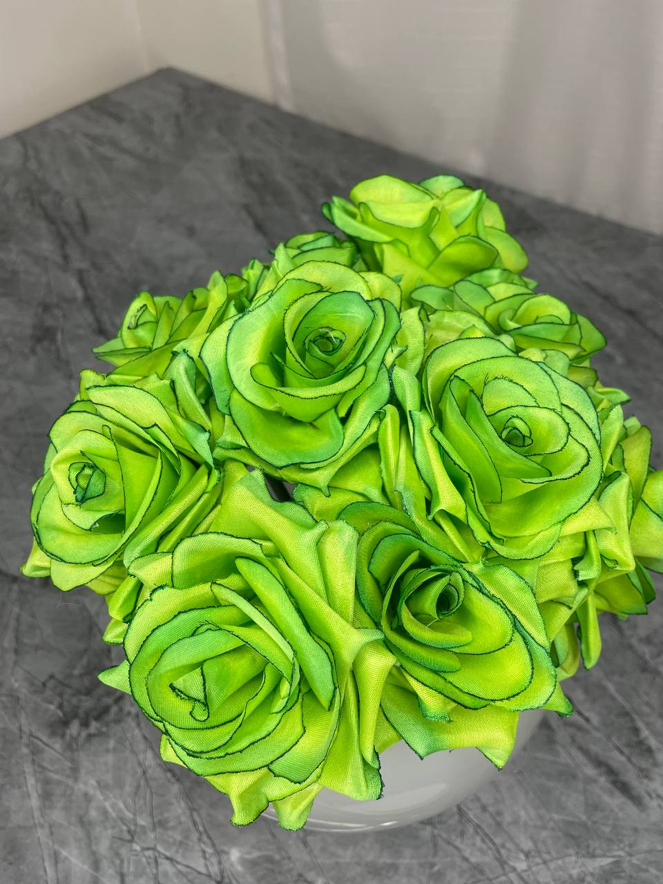 سرگل مصنوعی بدون ساقه رز سبز سایز بزرگ 10عددی