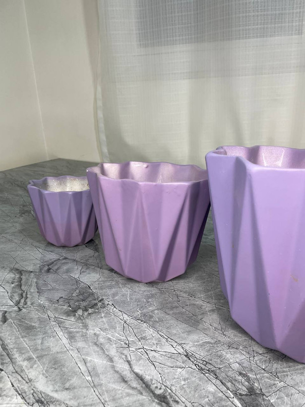 گلدان سرامیکی ۳ عددی بنفش