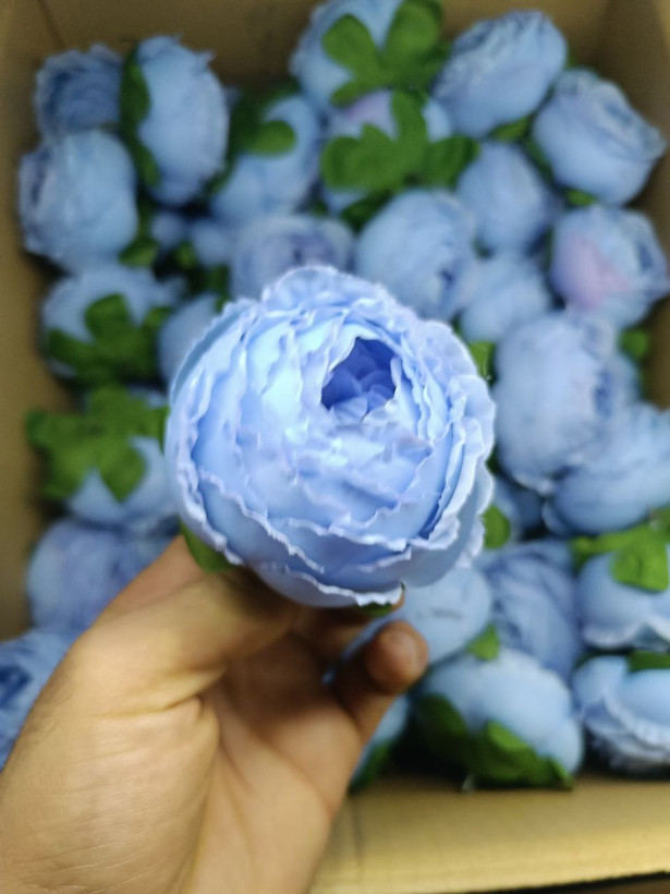 سرگل پیونی (پائونی) بزرگ رنگ آبی کمرنگ 10عددی