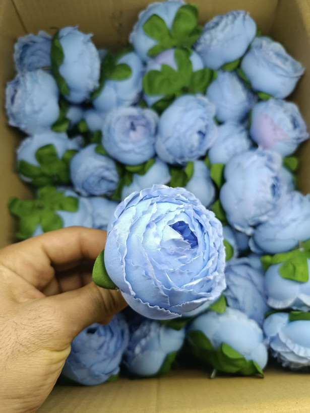 سرگل پیونی (پائونی) بزرگ رنگ آبی کمرنگ 10عددی