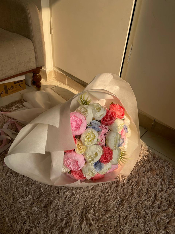 دسته گل مصنوعی مدل پیونی (خواستگاری)