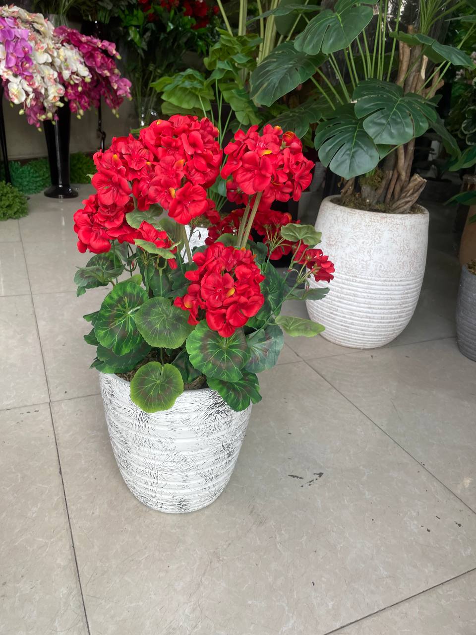 گل شمعدونی مصنوعی قرمز ۷گل(وارداتی)