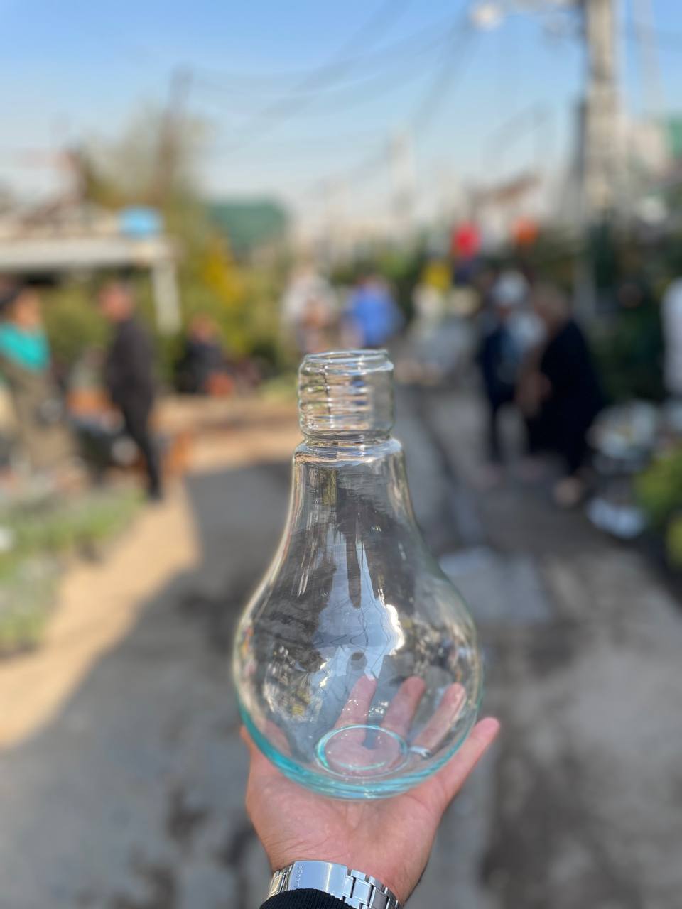 گلدان لامپی شیشه ای سایز بزرگ