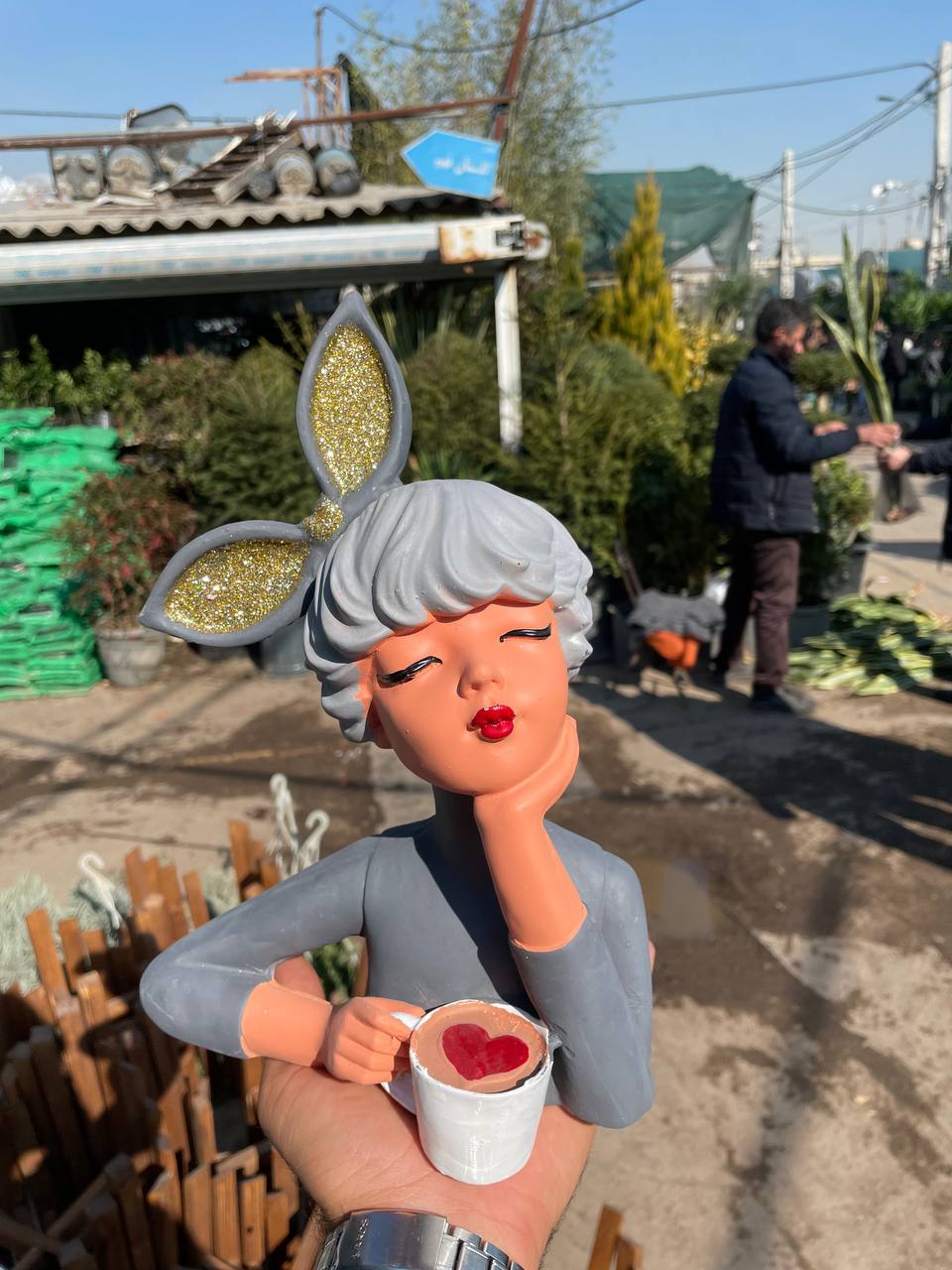 دکوری عروسک رومیزی طوسی