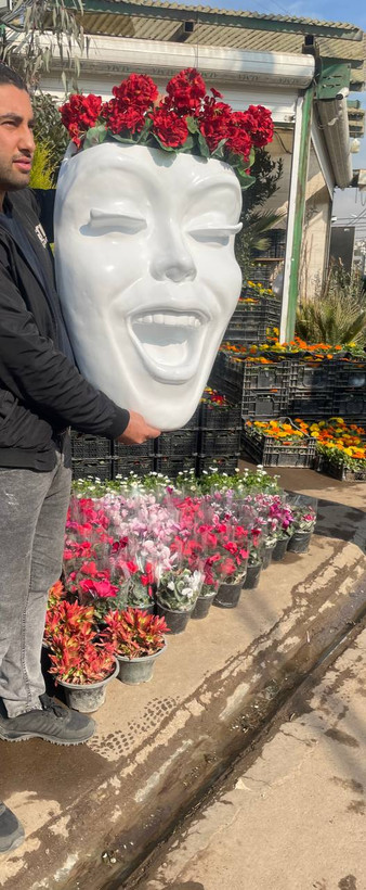 گلدان رخ سفید طرح چهره کامل سفید