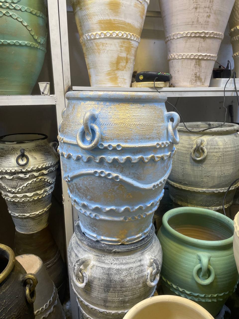 گلدان پتینه ارتفاع ۶۰ رنگ آبی