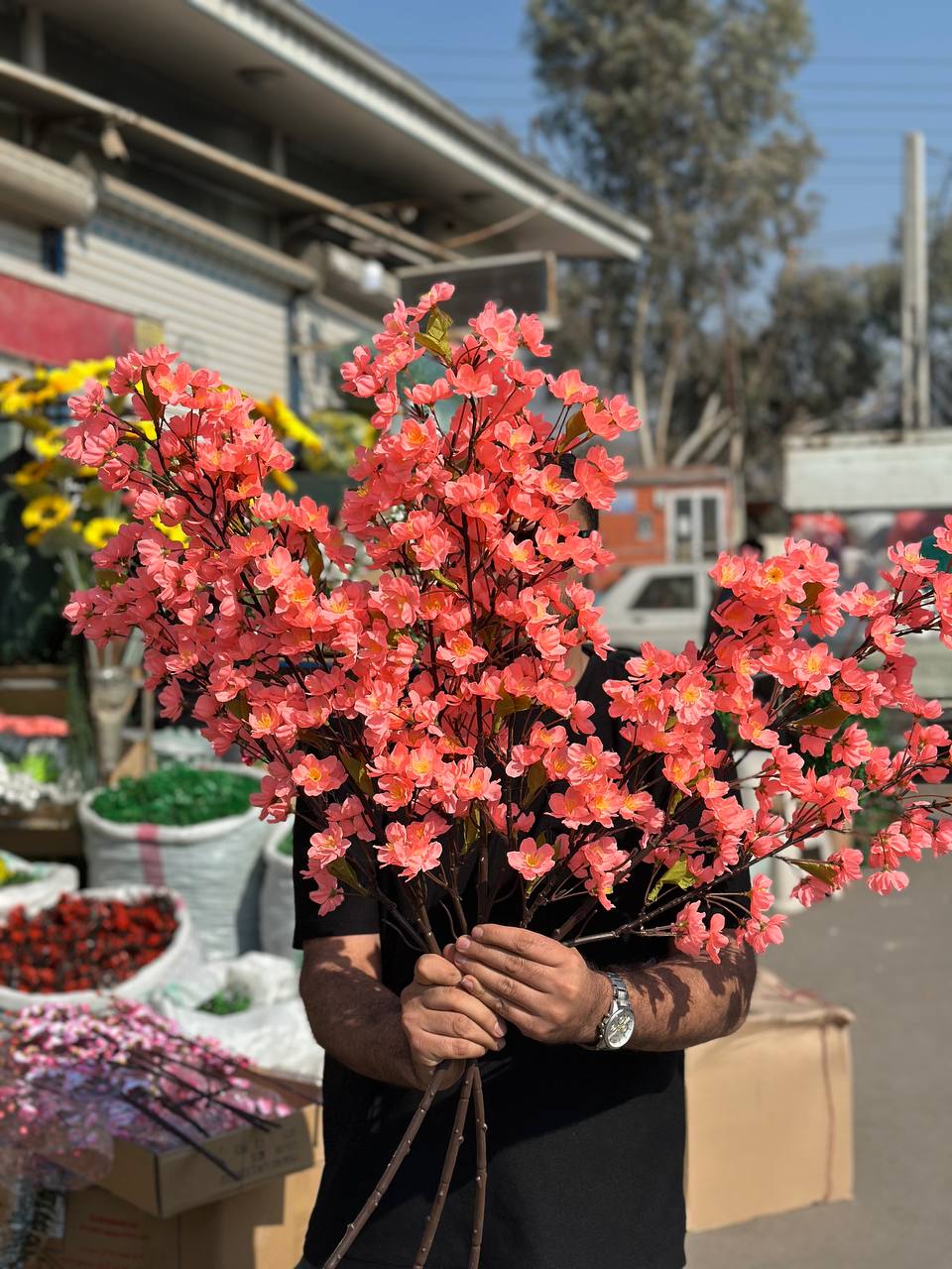 شکوفه مصنوعی سیب سه بازو گلبهی