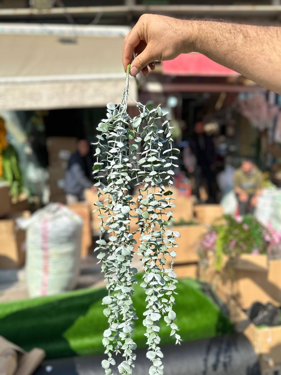 آویز(اویز) شمشاد مصنوعی 14بازو درجه1 طرح یخی