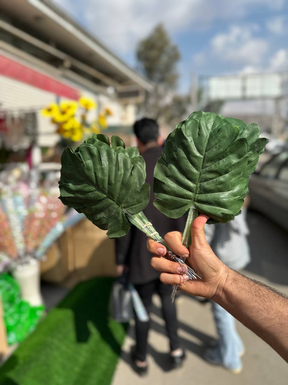 برگ مصنوعی مدل انجیری سبز پارچه ای مجموعه ۱۰عددی