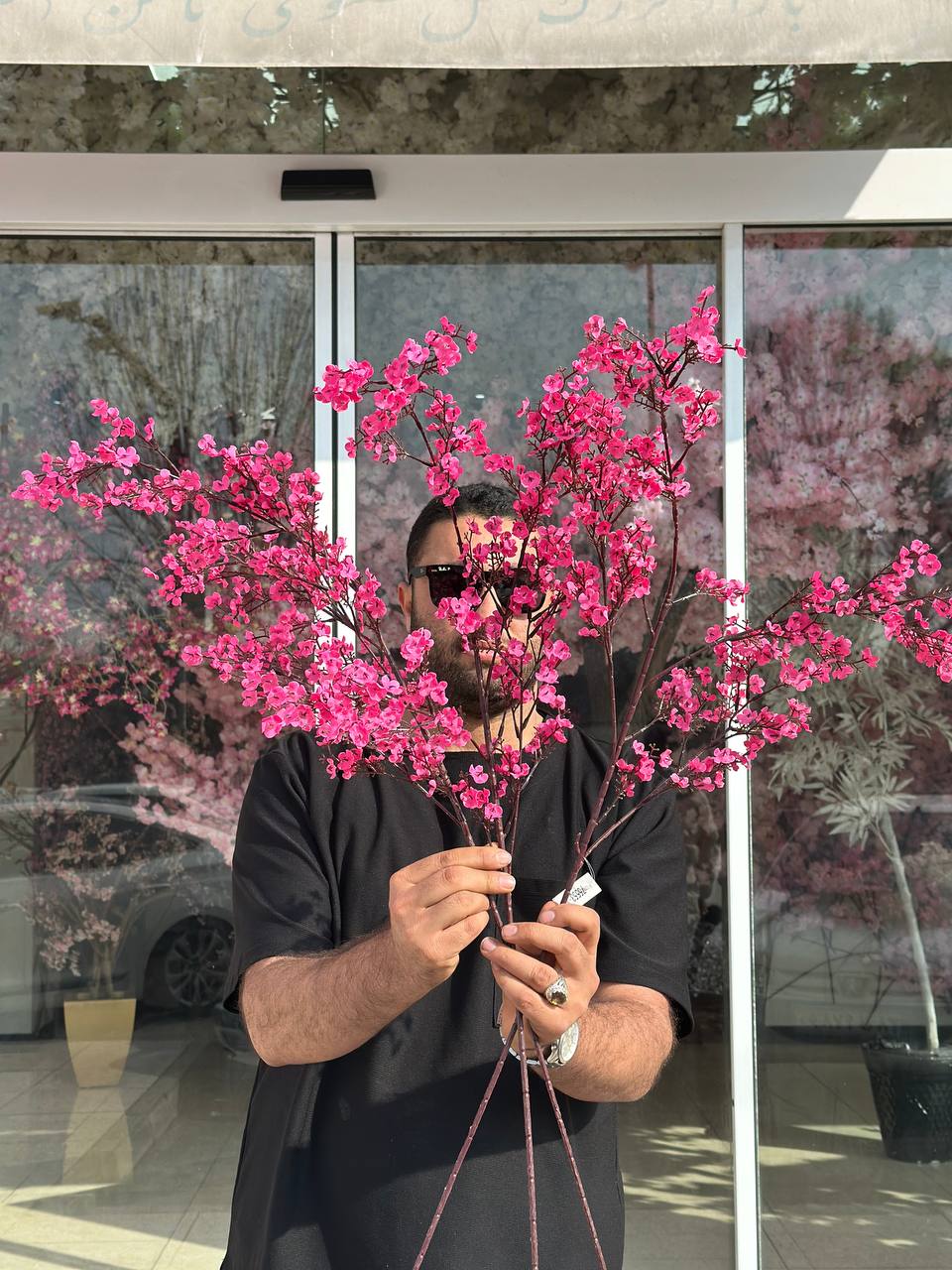 شاخه شکوفه ریز سرخابی