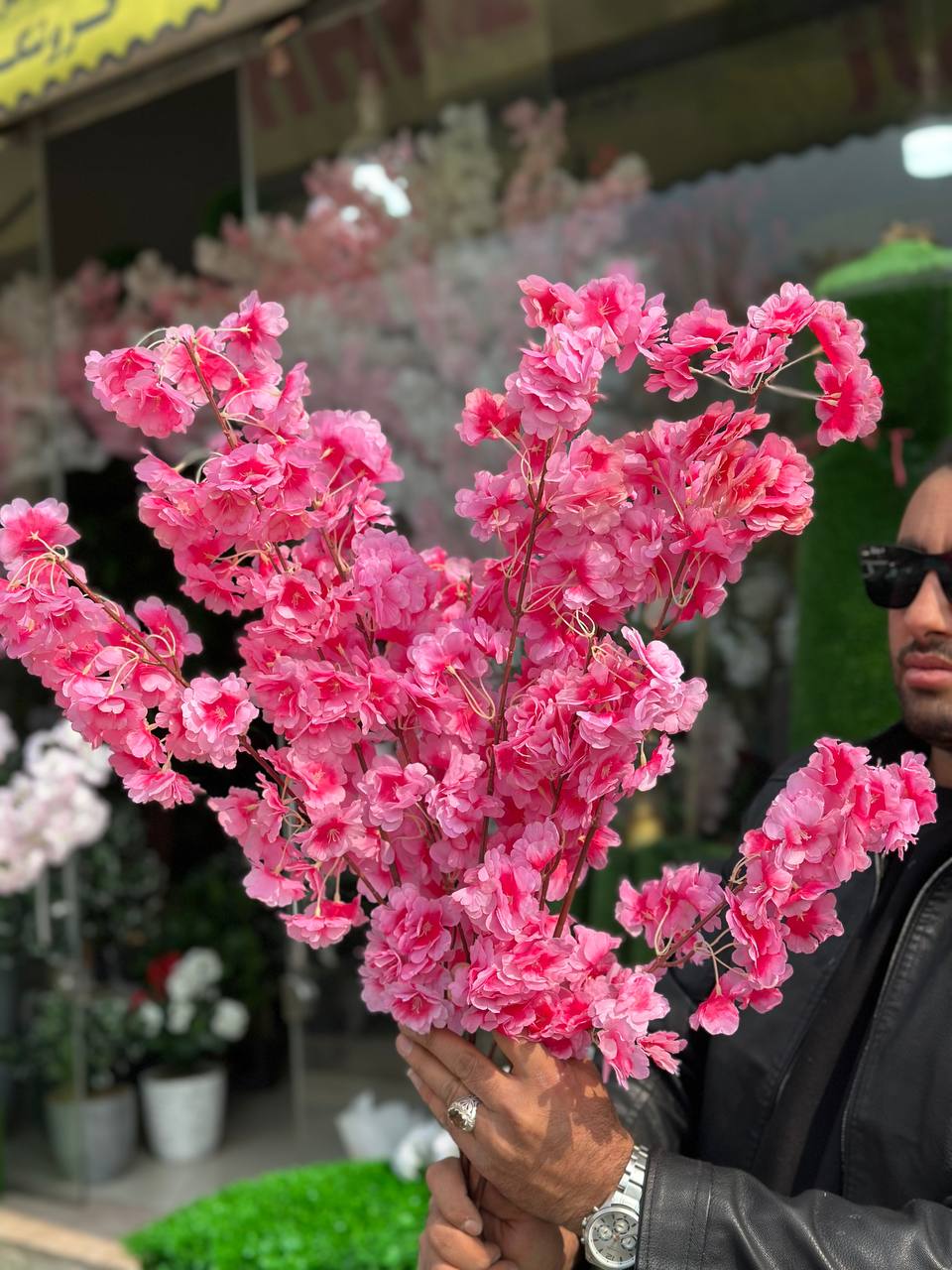 شاخه شکوفه هلو سرخابی مصنوعی
