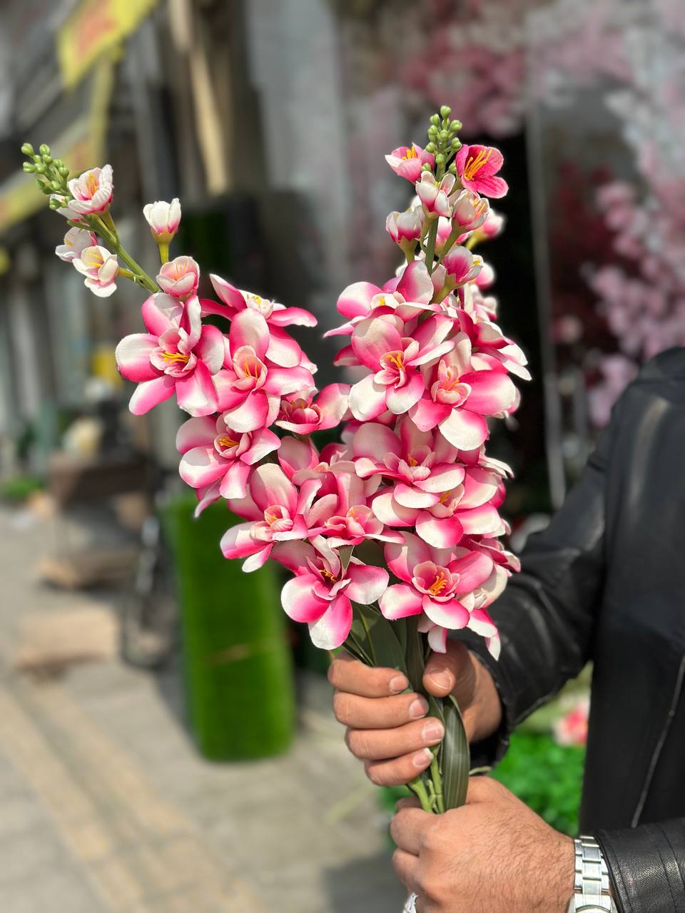 شاخه مصنوعی شب بو دو رنگ صورتی