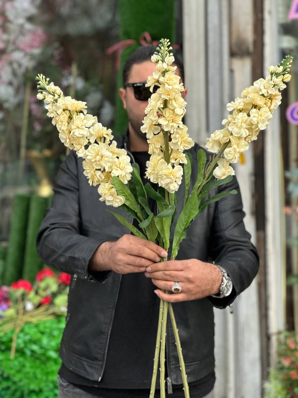 گل مصنوعی شاخه شب بو رنگ نباتی