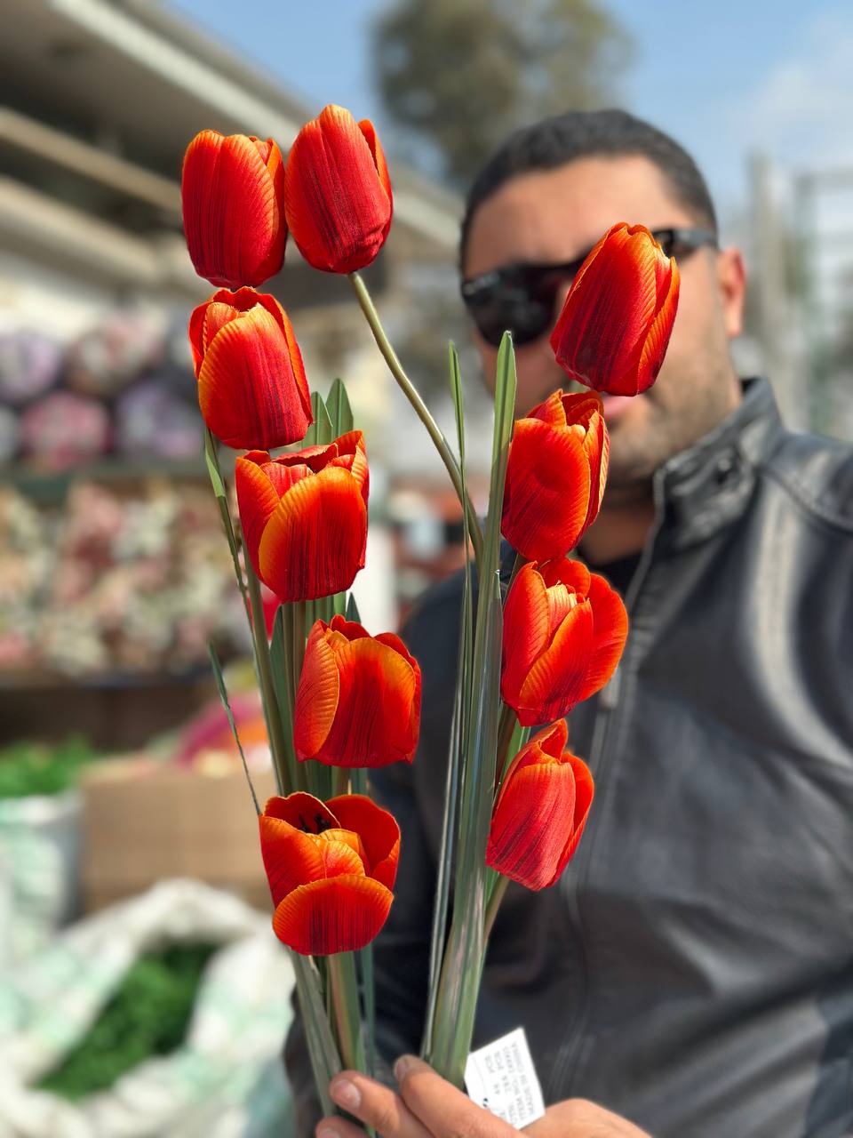 بوته لاله مصنوعی نارنجی