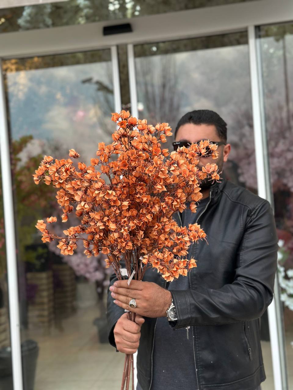 شاخه شکوفه وارداتی نارنجی کمرنگ
