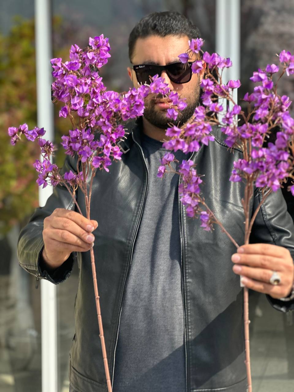 شاخه شکوفه غنچه ریز وارداتی بنفش