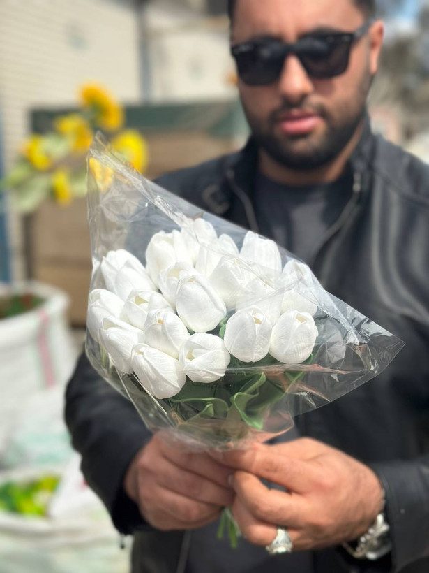 لاله لمسی وارداتی رنگ سفید ۱۰ عددی