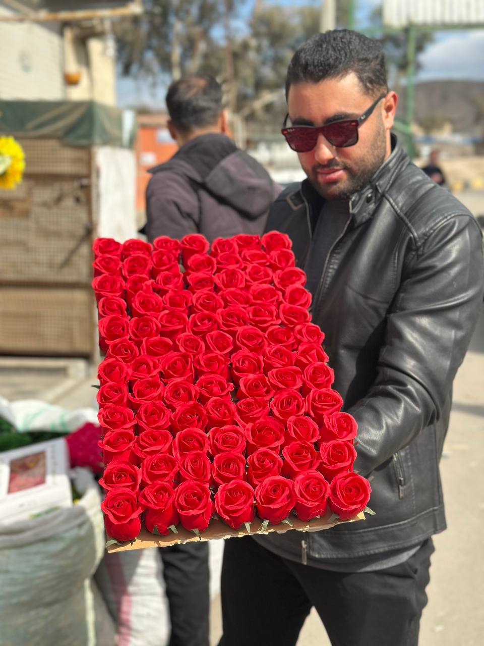 سرگل رز باکارا بدون ساقه مصنوعی قرمز  ۱۰ عددی