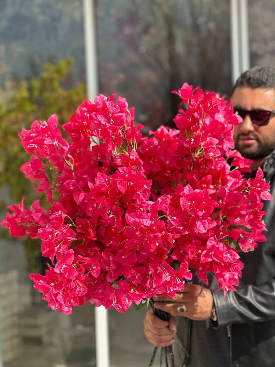 شاخه شکوفه کاغذی قرمز