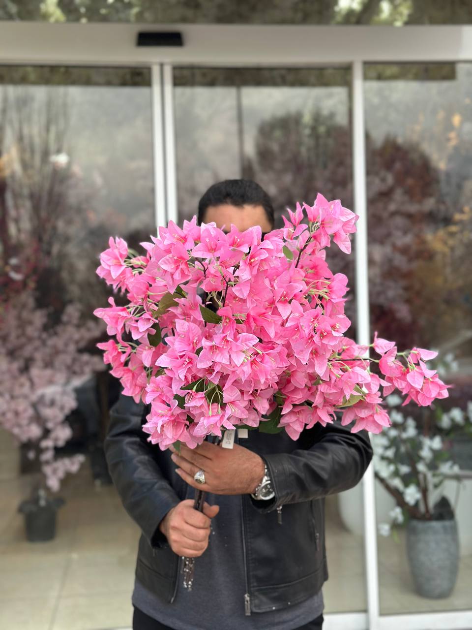 شاخه شکوفه کاغذی صورتی