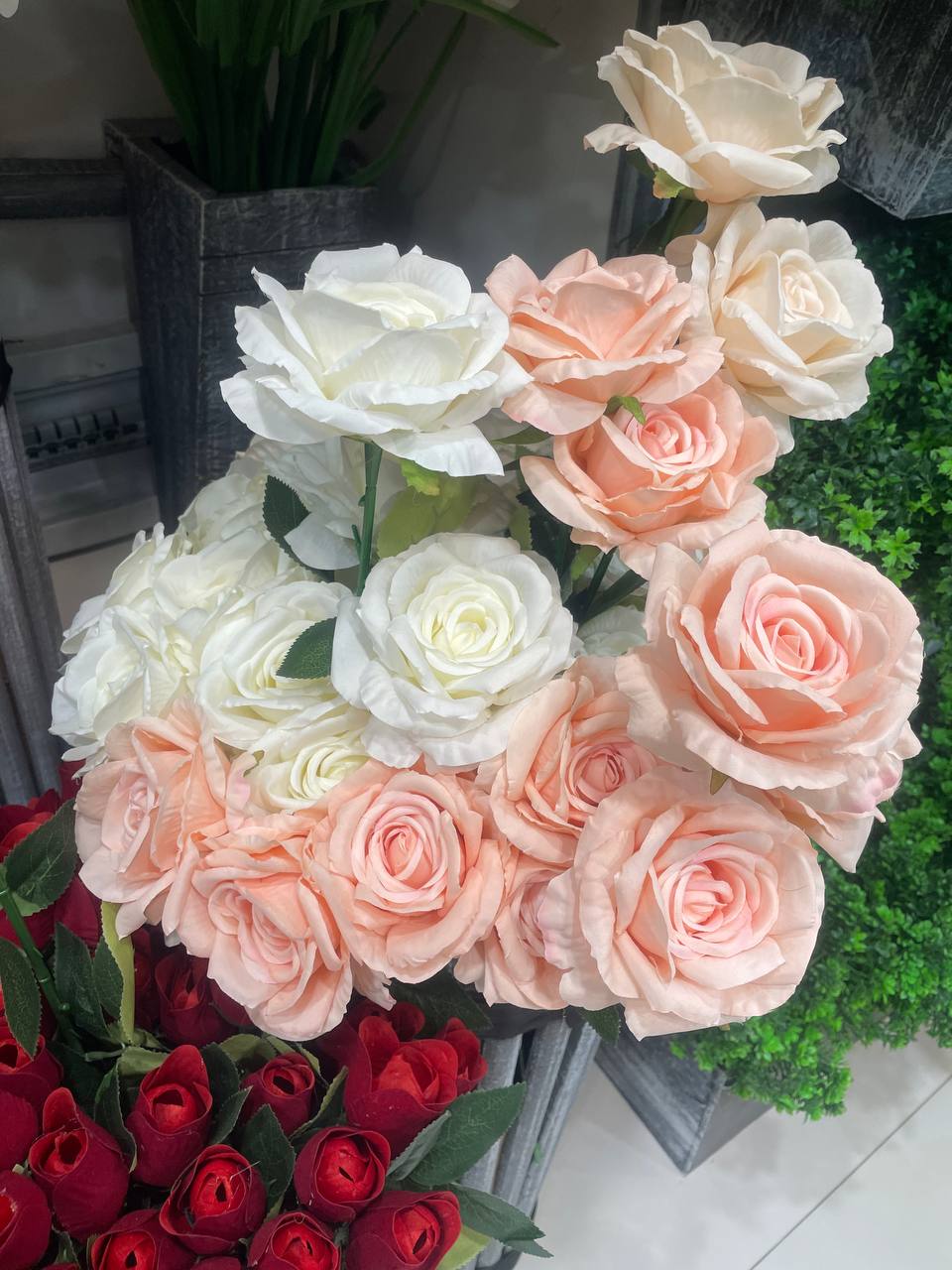گل رز درشت سفید ۵ عددی