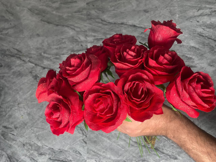 گل رز قرمز شاین ۱۰ شاخه