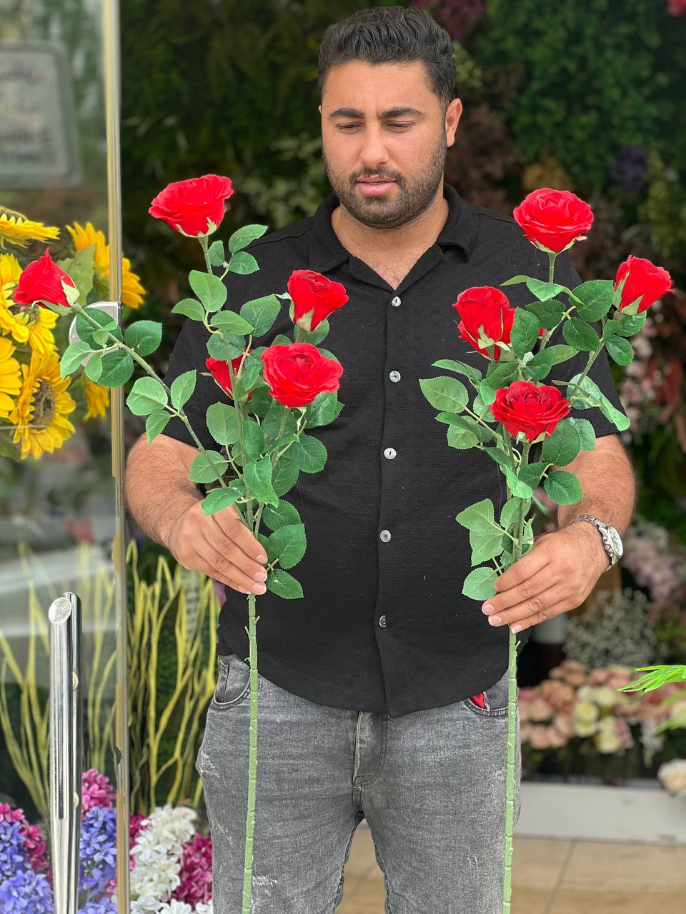 شاخه گل رز مصنوعی ۵ گل