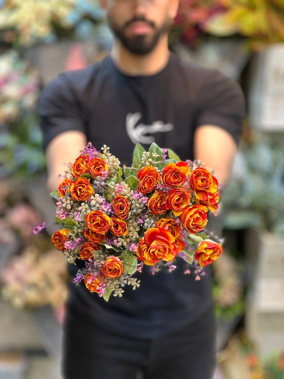 گل رز مصنوعی نارنجی