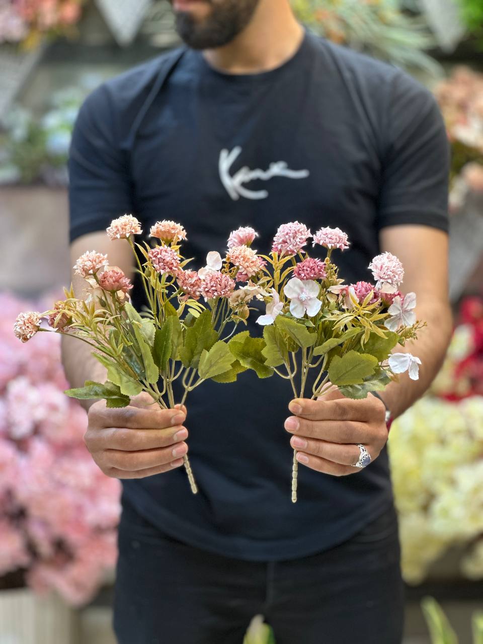 بوته گل توپی مصنوعی رنگ صورتی