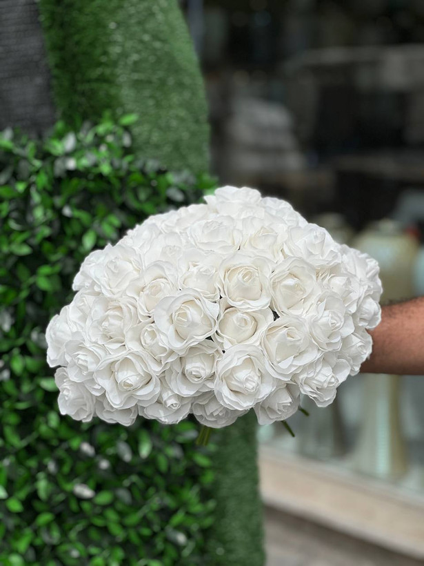 گل مصنوعی رز هلندی سفید مجموعه 10 عددی