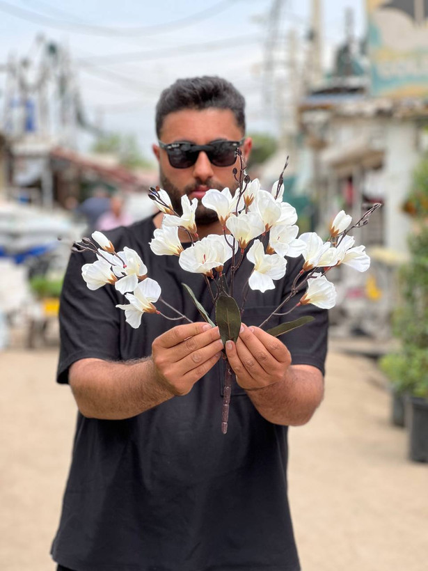 گل مصنوعی بوته آلستر سفید ۲۰گل درجه ۱وارداتی
