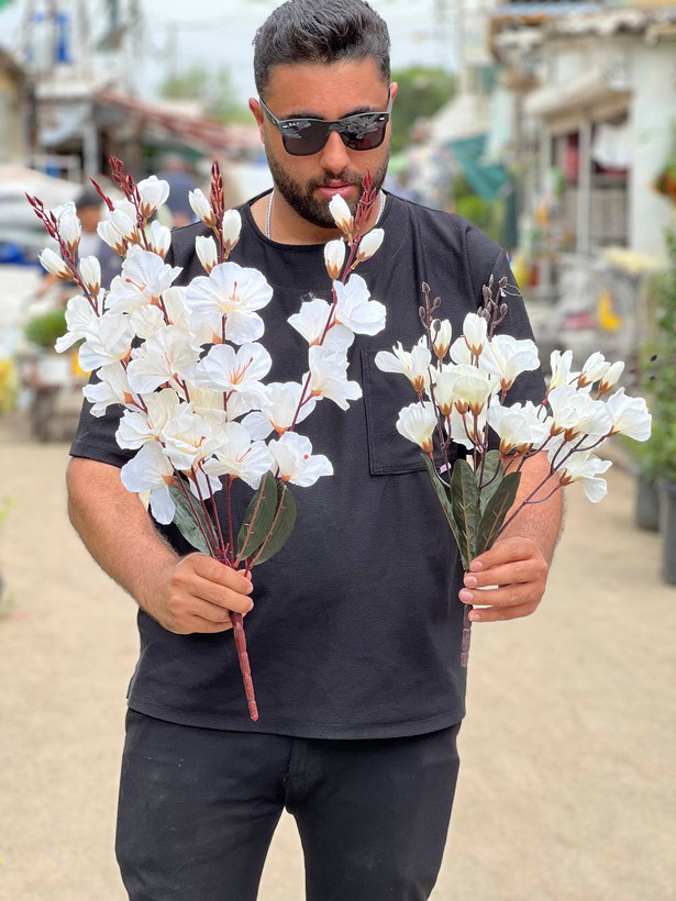 گل مصنوعی بوته آلستر سفید ۲۰گل درجه ۱وارداتی