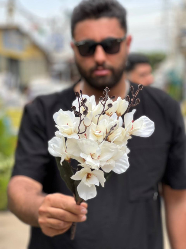 گل مصنوعی بوته آلستر سفید ۲۰گل درجه ۱وارداتی