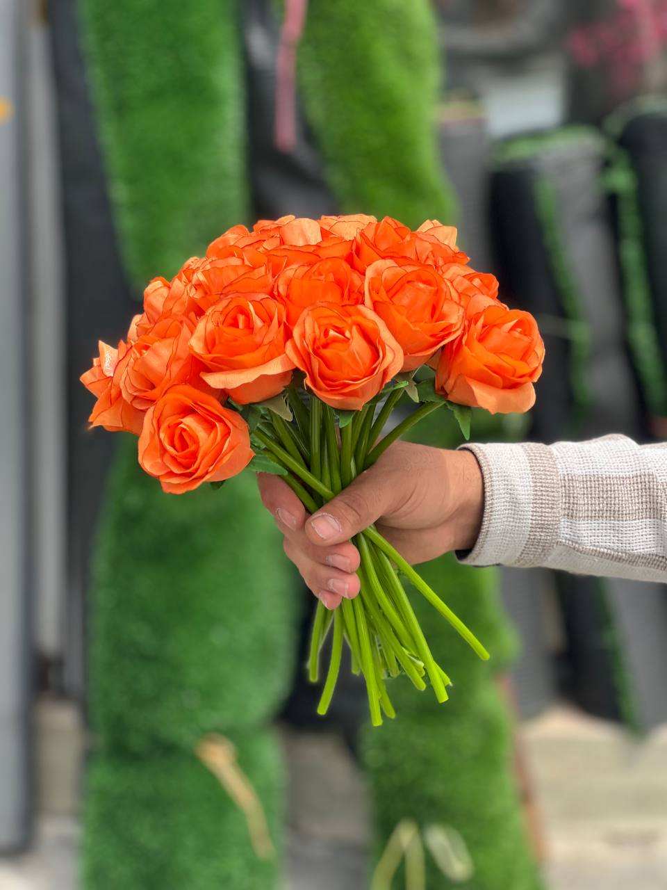 گل مصنوعی رز هلندی نارنجی مجموعه 10 عددی