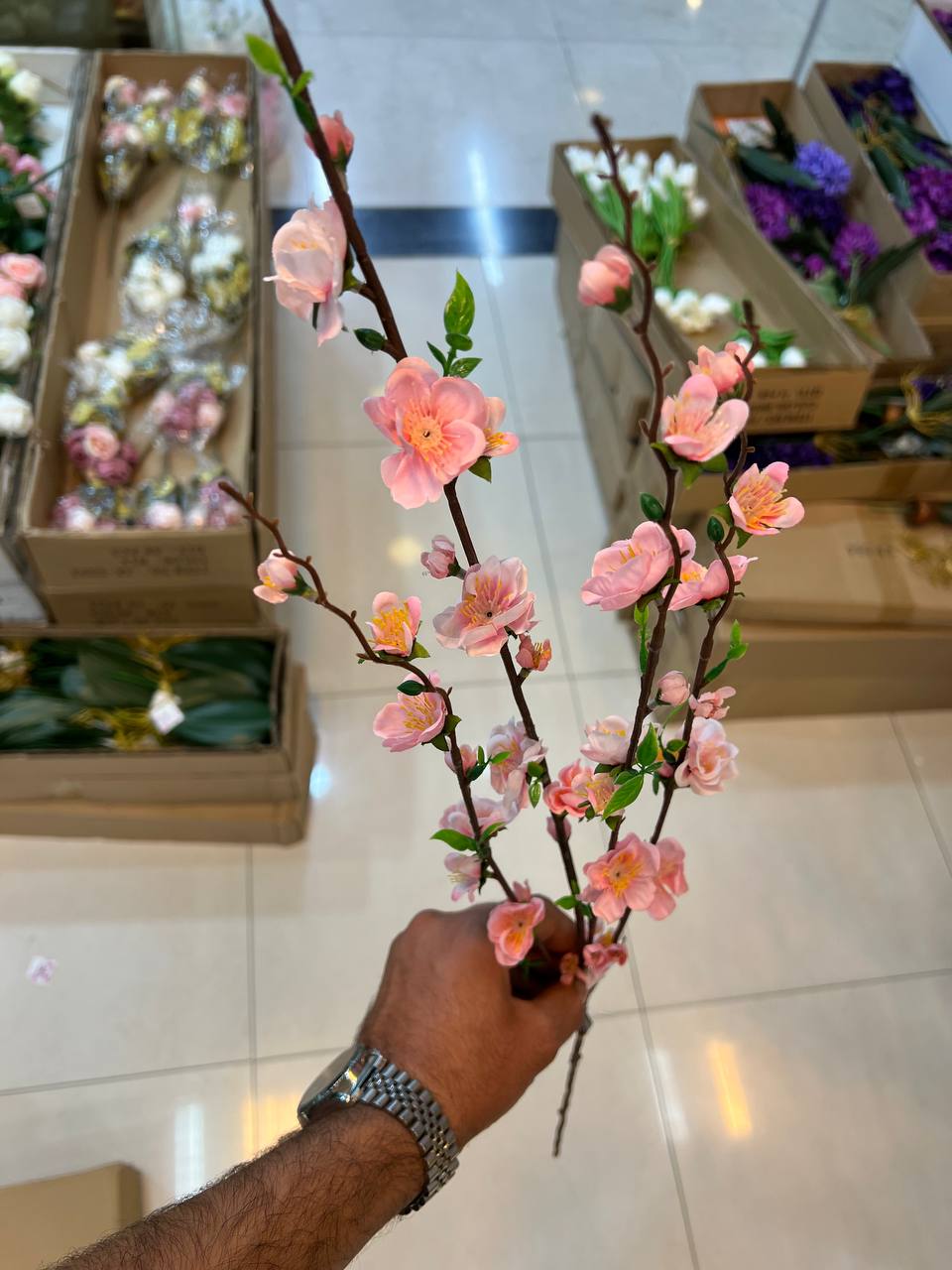 شکوفه مصنوعی صورتی یک عددی
