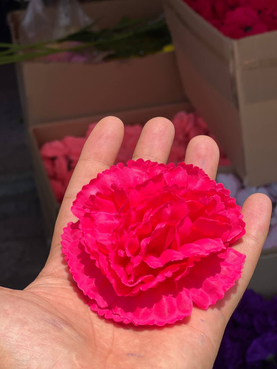 سرگل بدون ساقه میخک سرخابی(سایزبزرگ) ۱۰عددی