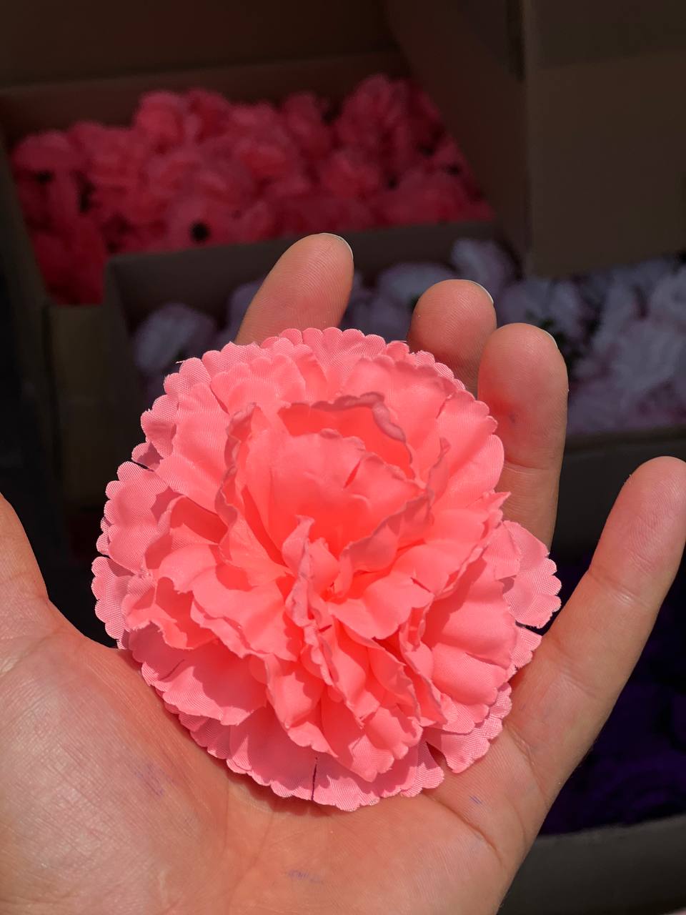 سرگل بدون ساقه میخک گلبهی پررنگ (سایزبزرگ) ۱۰عددی
