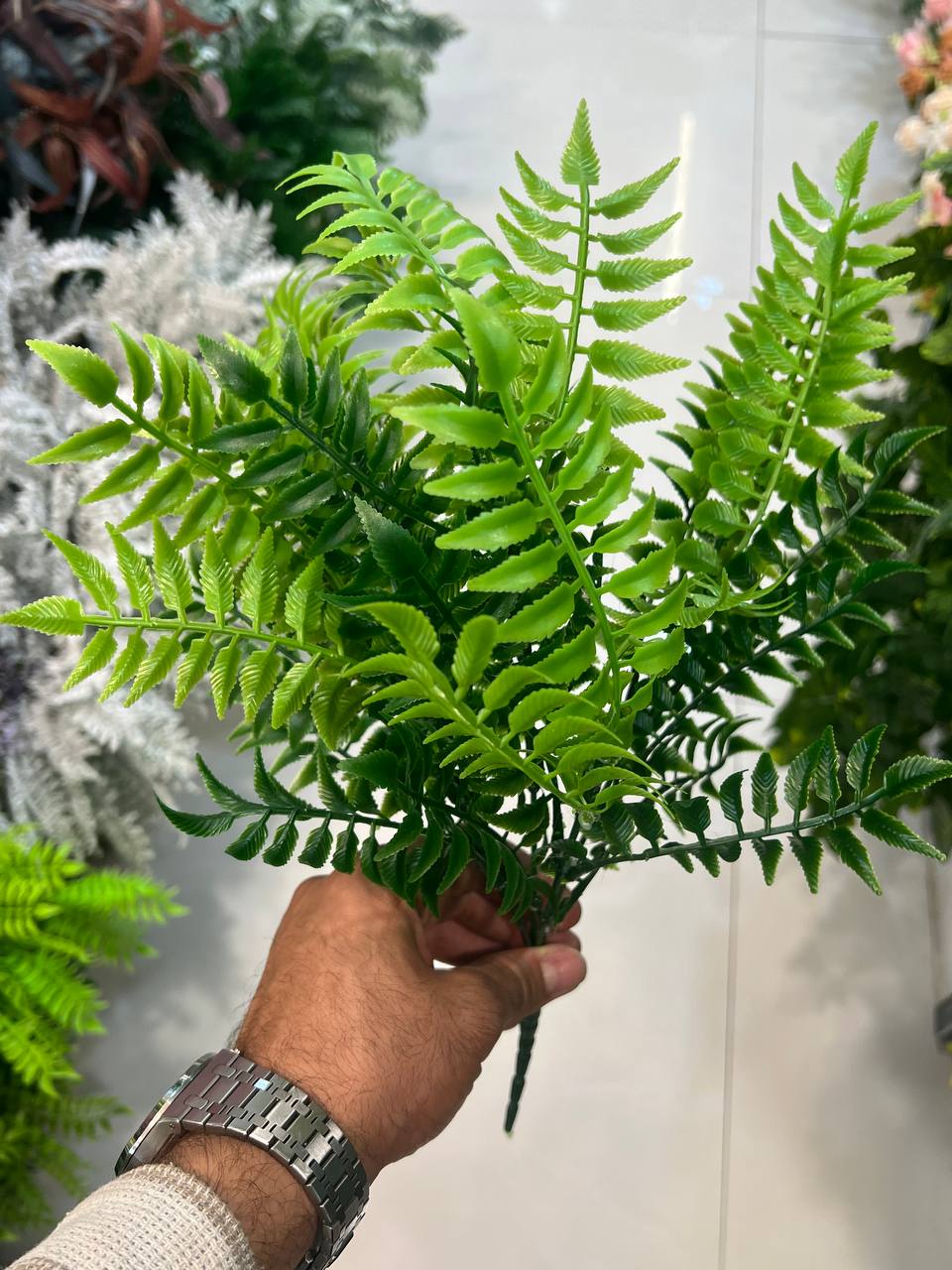 بوته سرخس مصنوعی سبز روشن