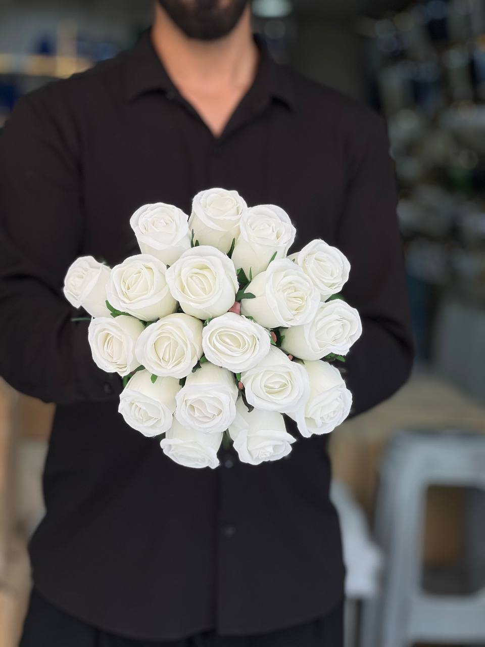 گل رز مصنوعی باکارا سفید وارداتی 10شاخه