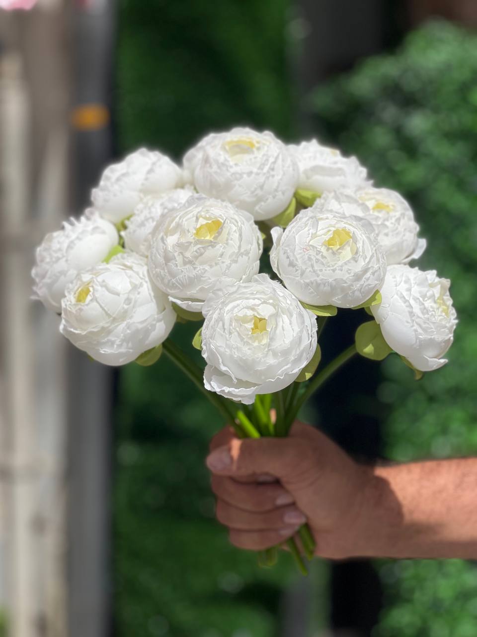 سرگل پیونی (پائونی) با ساقه سایز بزرگ رنگ سفید 10عددی