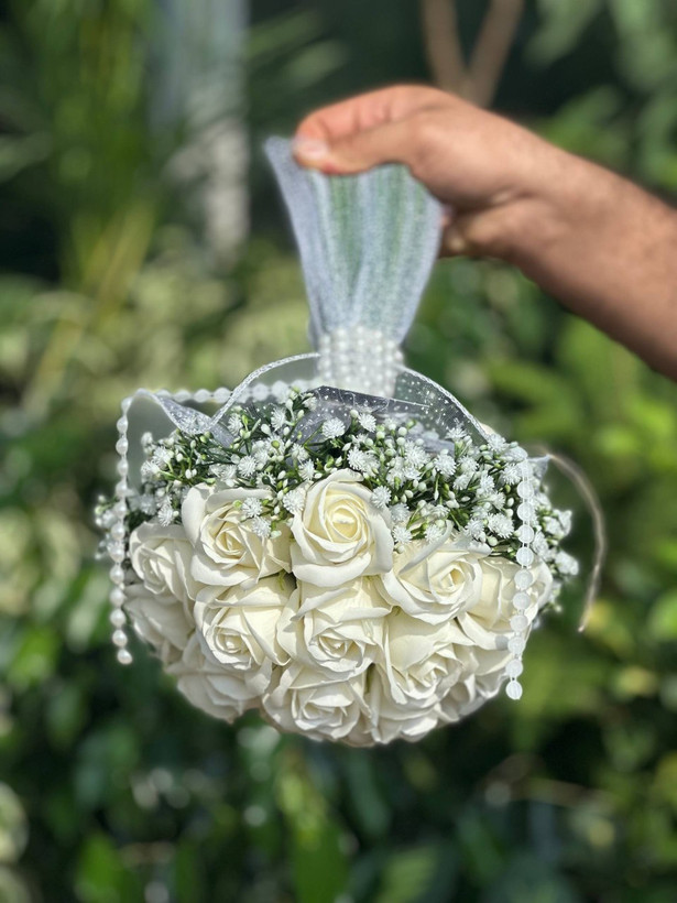 دسته گل عروس رز مصنوعی صابونی ۱۸شاخه نباتی