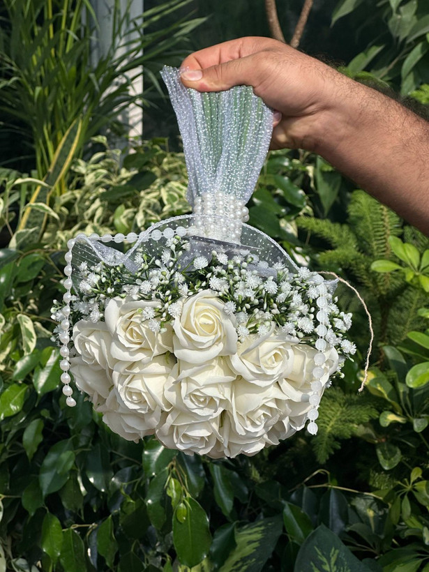 دسته گل عروس رز مصنوعی صابونی ۱۸شاخه نباتی