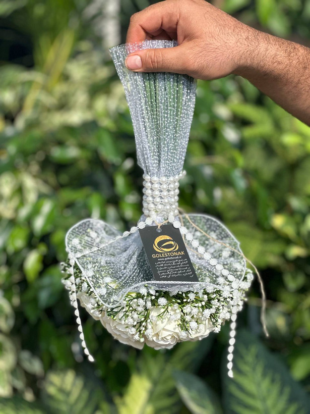 دسته گل عروس رز مصنوعی صابونی ۱۸شاخه نباتی