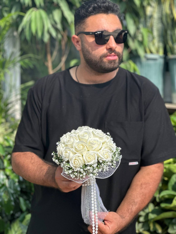دسته گل عروس رز مصنوعی صابونی ۱۸شاخه نباتی