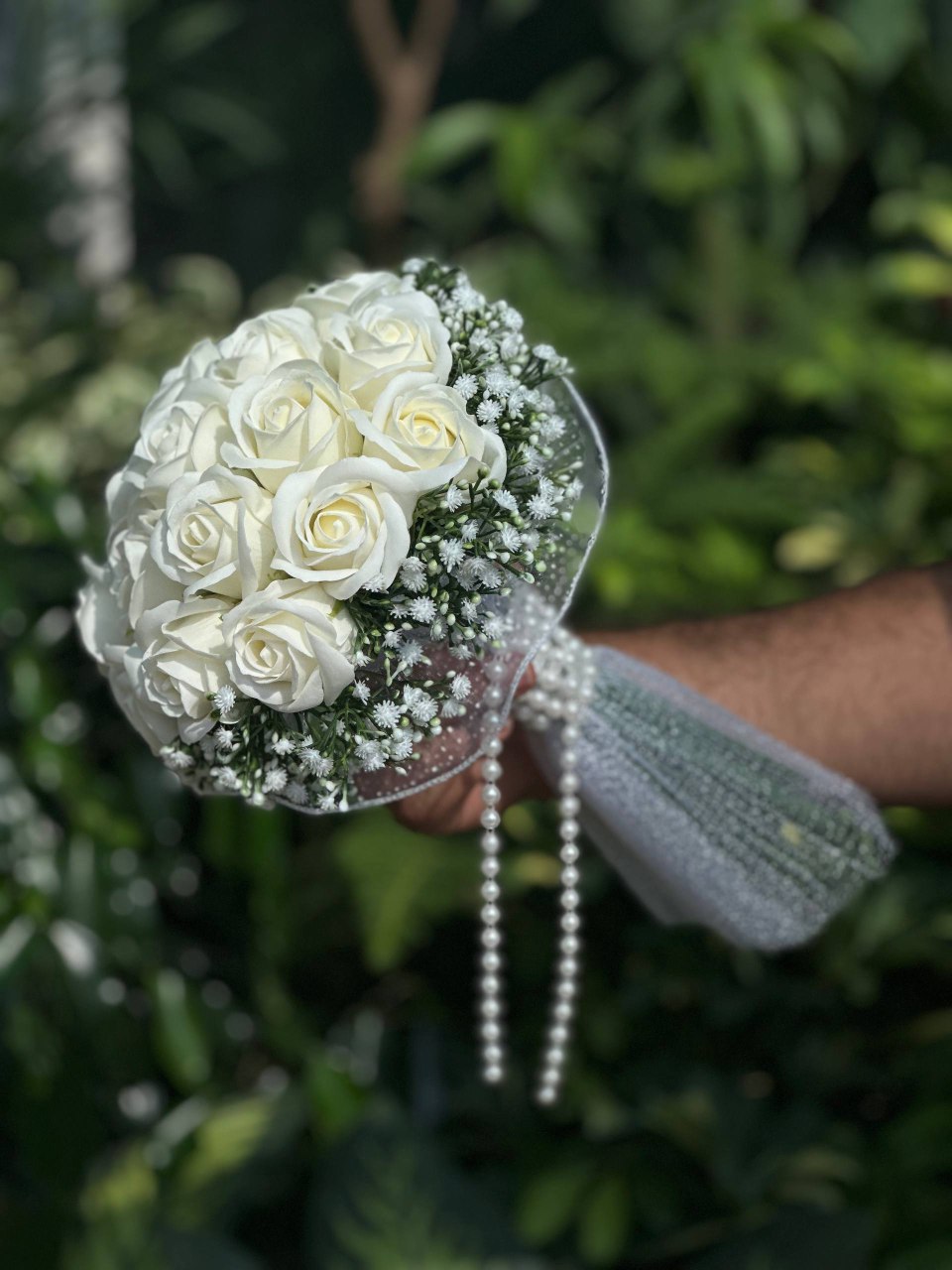 دسته گل عروس رز مصنوعی صابونی ۱۸شاخه نباتی