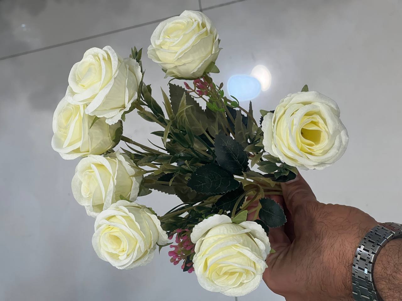 بوته گل رز ۷ گل متوسط سفید