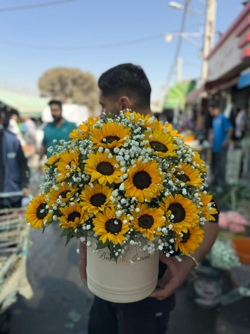 باکس گل آفتابگردون وگل عروس (طبیعی)